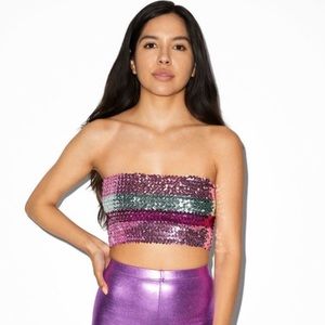 American Apparel Multi Sequin Stripe Tube Top NWT